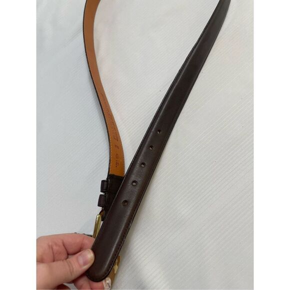 Vtg COACH 7602 Brown Belt Men’s 42 Cowhide Leather Solid Brass Buckle USA NOS - Picture 8 of 11